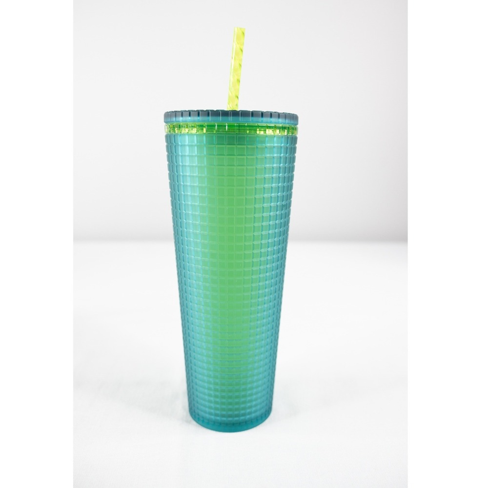 Starbucks Tumbler Venti 24oz Emerald Green Mountain Dew grid studded jelly cup - Picture 6 of 6